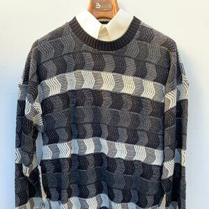 Area By Tag Men’s 100% Acrylic Black and White Stripe Pullover Sweaters